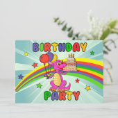 Invitation Fête d'anniversaire mignonne de dinosaure (Debout devant)