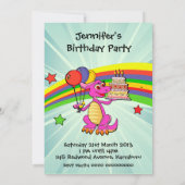 Invitation Fête d'anniversaire mignonne de dinosaure (Dos)