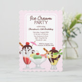 Invitation Fête d'anniversaire mignonne de parfait de crème (Debout devant)