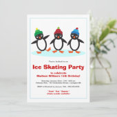 Invitation Fête d'anniversaire mignonne de patinage de glace (Debout devant)