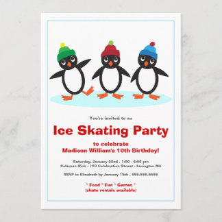Invitation Fête d'anniversaire mignonne de patinage de glace