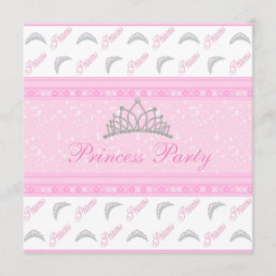 Invitation Fête d'anniversaire mignonne de princesse Tiaras