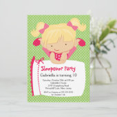 Invitation Fête d'anniversaire MIGNONNE de Sleepover (Debout devant)