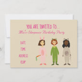 Invitation Fête d'anniversaire mignonne de sleepover (Devant)