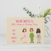 Invitation Fête d'anniversaire mignonne de sleepover (Debout devant)