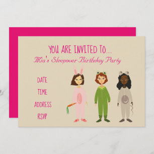 Invitation Fête d'anniversaire mignonne de sleepover