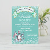 Invitation Fête d'anniversaire mignonne Flammes de neige Bois (Debout devant)