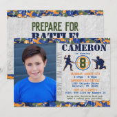 Invitation Fête d'anniversaire militaire photo de fléchettes (Devant / Derrière)