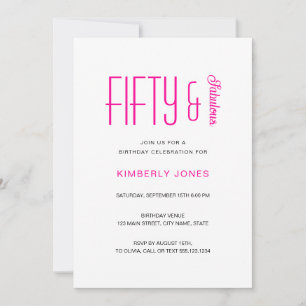 Invitation Fête d'anniversaire minimale Fifty et fabuleuse po