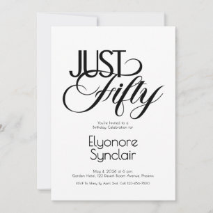 Invitation Fête d'anniversaire minimale Just Fifty 50 ans