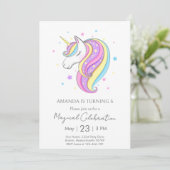 Invitation Fête d'Anniversaire Minimale Pastel Unicorn (Debout devant)