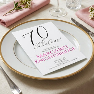 Invitation Fête d'anniversaire minimale soixante-dix et fabul