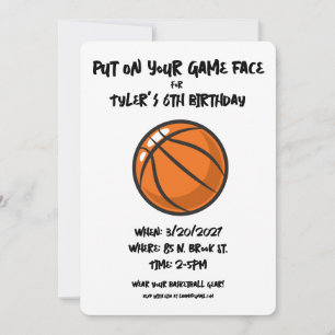 Invitation Fête d'anniversaire minimaliste de basketball pour