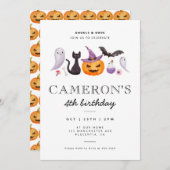 Invitation Fête d'anniversaire minimaliste d'Halloween modern (Devant / Derrière)