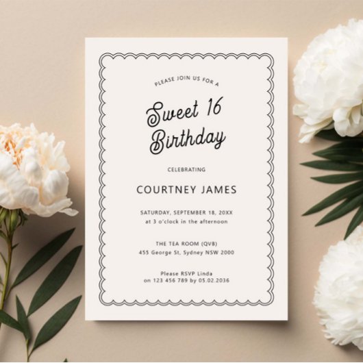 Invitation Fête d'anniversaire minimaliste et simple à coquil