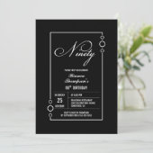 Invitation Fête d'anniversaire minimaliste moderne Black 90th (Debout devant)