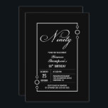 Invitation Fête d'anniversaire minimaliste moderne Black 90th<br><div class="desc">Invitation vos amis et proches à votre fête du 90e anniversaire avec cette invitation moderne de fête d'anniversaire blanche encadrée noir.</div>