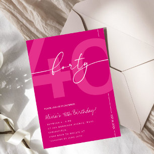 Invitation Fête d'anniversaire minimaliste moderne rose pour 