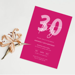 Invitation Fête d'anniversaire minimaliste moderne rose vif p
