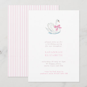 Invitation Fête d'anniversaire minimaliste pour filles avec c