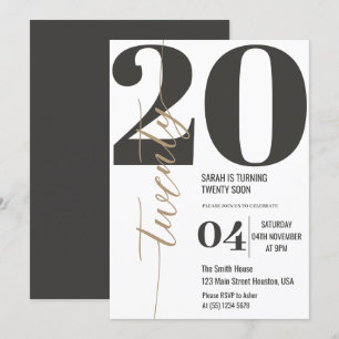 Invitation Fête d'anniversaire minimaliste trente 30 ans