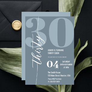 Invitation Fête d'anniversaire minimaliste trente 30 ans