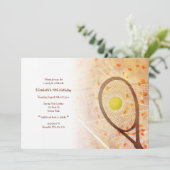 Invitation fête d'anniversaire minuscule coeur tennis (Debout devant)