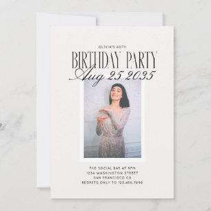 Invitation Fête d'anniversaire Modern Vintage tout âge