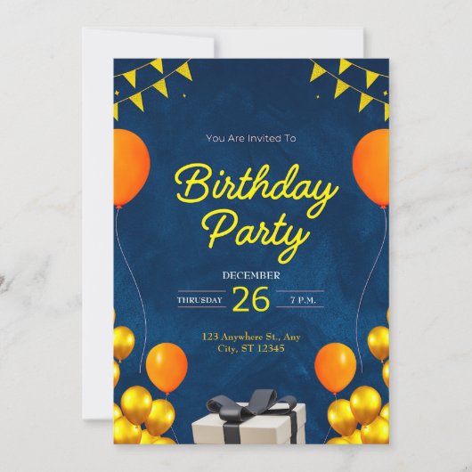 Invitation Fête d'anniversaire moderne (Devant)