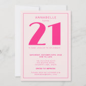 Invitation Fête d'anniversaire moderne 21e Vingt et une rose (Devant)