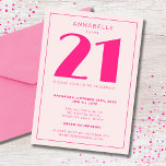 Invitation Fête d'anniversaire moderne 21e Vingt et une rose<br><div class="desc">Personnalisé 21e anniversaire invitations de fête parfait pour les filles de vingt-et-unième anniversaire fête. Customisez avec votre propre nom. Les couleurs peuvent être modifiées dans l'outil de conception. Veuillez utiliser le bouton Message me ci-dessous pour obtenir de l'aide sur la personnalisation et les demandes spéciales. © Zoe Chapman Design</div>