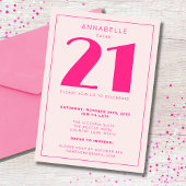 Invitation Fête d'anniversaire moderne 21e Vingt et une rose