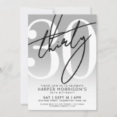 Invitation Fête d'anniversaire moderne 30 ans (Devant)