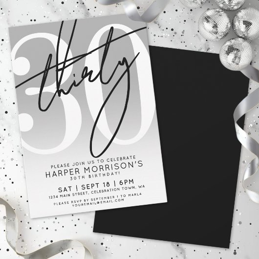 Invitation Fête d'anniversaire moderne 30 ans