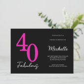 Invitation Fête d'anniversaire moderne 40 et fabuleux 40 ans (Debout devant)