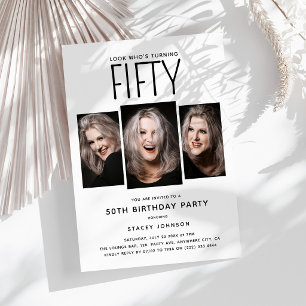Invitation Fête d'anniversaire moderne 50 ans avec collage de