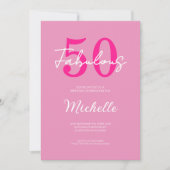Invitation Fête d'anniversaire moderne 50 ans et fabuleuse ro (Devant)