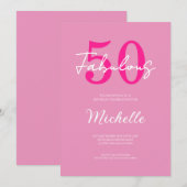 Invitation Fête d'anniversaire moderne 50 ans et fabuleuse ro (Devant / Derrière)