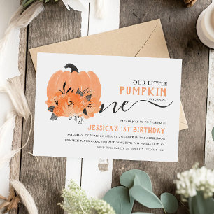 Invitation Fête d'anniversaire moderne à l'aquarelle Citrouil
