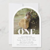 Invitation Fête d'anniversaire Moderne Arch Photo UN 1er Garç (Devant)