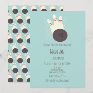 Invitation Fête d'anniversaire moderne au bowling sarcelle