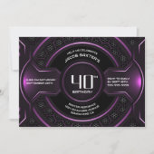 Invitation Fête d'anniversaire moderne Black Pink 40th (Devant)