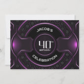 Invitation Fête d'anniversaire moderne Black Pink 40th (Dos)