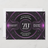 Invitation Fête d'anniversaire moderne Black Pink 70e (Devant)