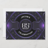 Invitation Fête d'anniversaire moderne Black Purple 85e (Dos)