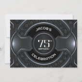 Invitation Fête d'anniversaire moderne Black Silver 75e (Dos)