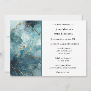 Invitation Fête d'anniversaire Moderne Blue Marble