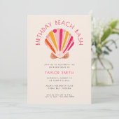 Invitation Fête d'anniversaire moderne Bold Beach Summer Shel (Debout devant)