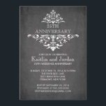 Invitation Fête d'anniversaire moderne Chalkboard<br><div class="desc">Belle invitation à la fête d'anniversaire de tableau noir avec une vintage feuille damassé blanc fleurit ensemble sur un arrière - plan de tableau noir moderne. Disponible dans notre boutique dans une large sélection de couleurs modernes et tendance. Les commandes sur mesure sont toujours les bienvenues ! Facile à personnaliser...</div>