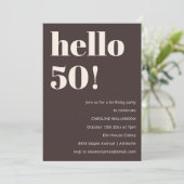 Invitation Fête d'anniversaire moderne chic marron chaud 50 a (Debout devant)